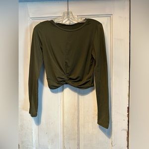 Gaze Olive Green Cropped Long Sleeve Top